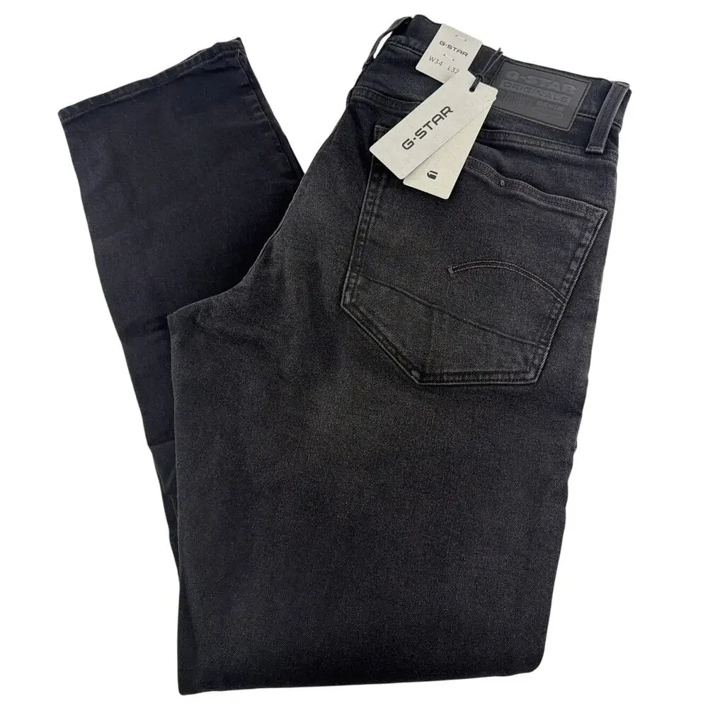 G-Star Men's Black Onyx 3301 Regular Tapered Jeans Size 34
